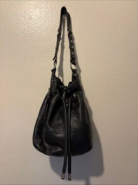 B. makowsky drawstring leather bucket bag